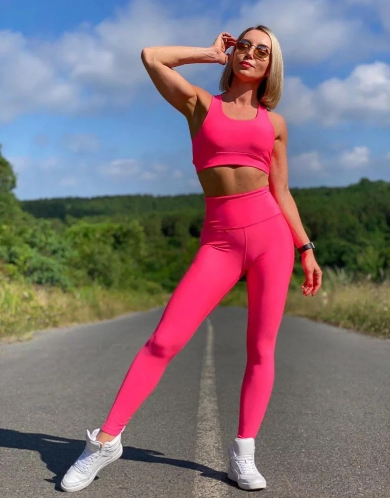 Single Crossed Sport Bra Lismina 183 Neon Pink