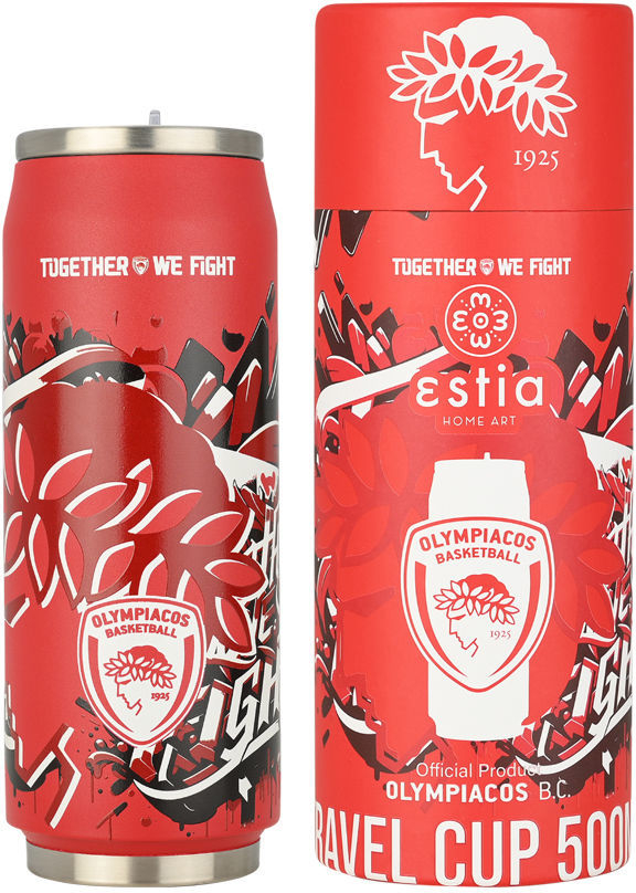 ESTIA ΘΕΡΜΟΣ TRAVEL CUP OLYMPIACOS BC EDITION TOGETHER WE FIGHT 500ml