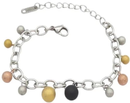 Ατσάλινη αλυσίδα χειρός με κρεμαστές χάντρες (B3179)