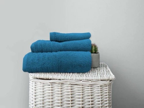 Σετ Πετσέτες Μπάνιου 100% Βαμβακερές 600gsm OneColor Γαρύφαλλο 3 Τεμάχια - Πετρόλ