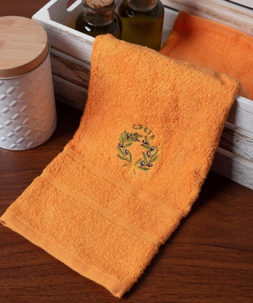 Πετσέτα Σώματος ( 70cm x 140cm ) Πορτοκαλί με στεφάνι ΚΡΗΤΗ Silk Fashion
