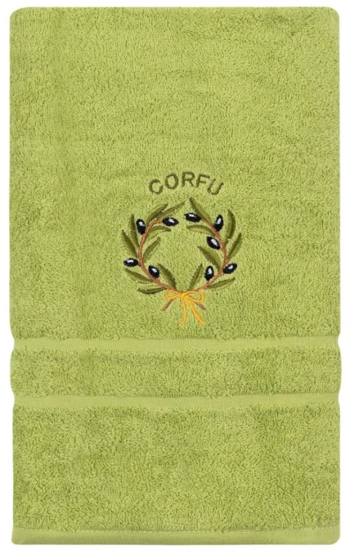 Πετσέτα Προσώπου ( 50cm x 100cm ) Πράσινο με στεφάνι ΚΕΡΚΥΡΑ Silk Fashion