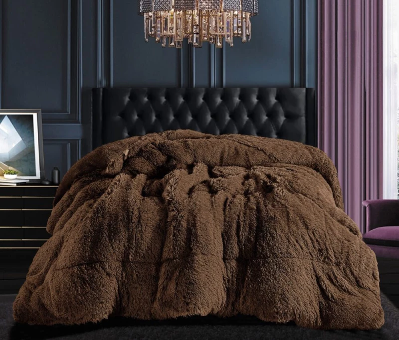 Κουβερτοπάπλωμα μαλλιαρό (220cm x 240cm) coffee Silk Fashion