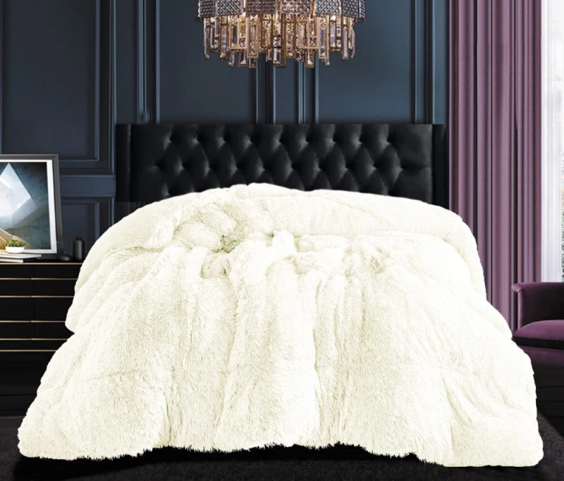 Κουβερτοπάπλωμα μαλλιαρό (220cm x 240cm) λευκό Silk Fashion
