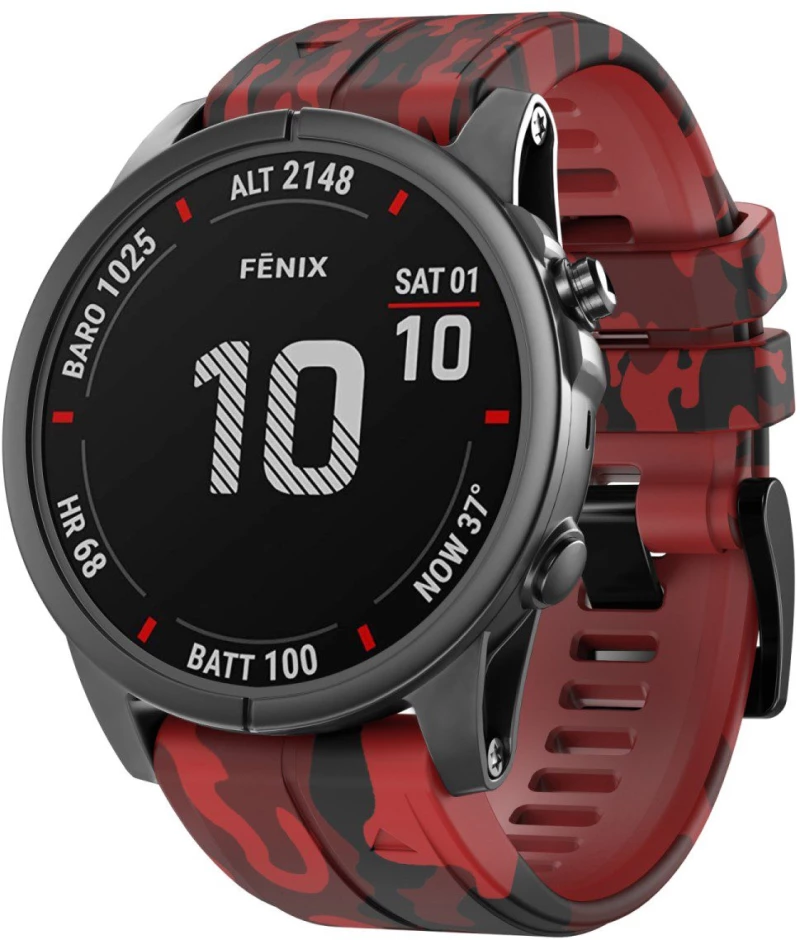 Λουράκι Camouflage για Garmin Fenix 5/6/6 Pro/7/8 (47mm)-Red OEM
