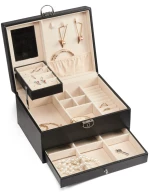 Gillian Jones - Large classic jewelry box - Black - Large / Home and Kitchen
