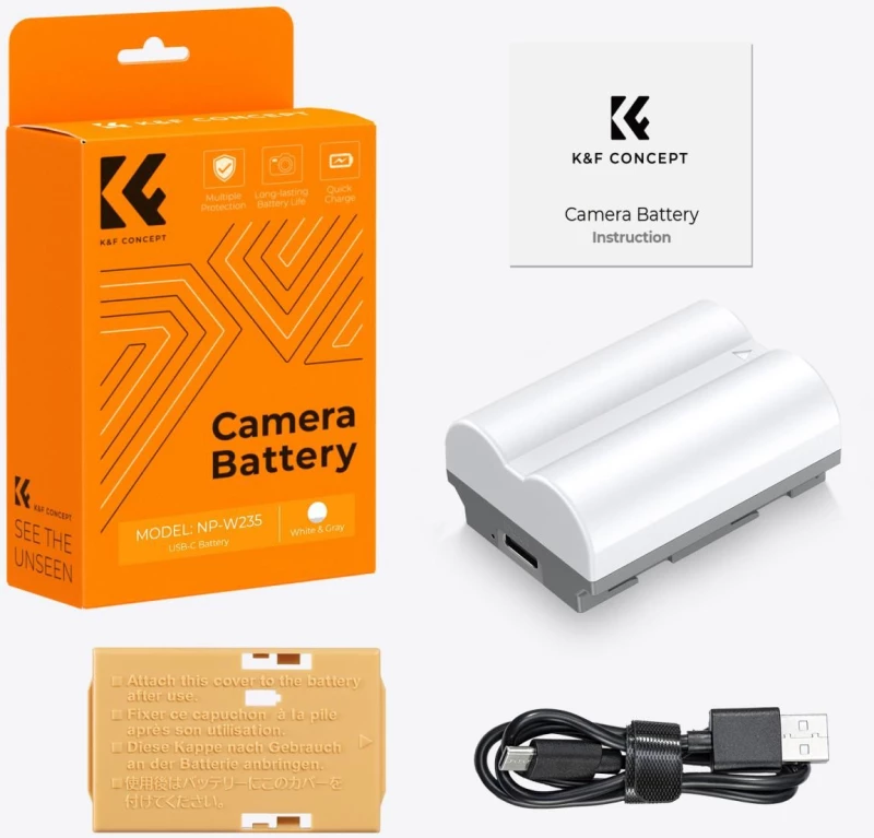 K&F Concept NP-W235 2400mAh Battery With Type-C Fast Charging, Compatible with Fujifilm (KF28.0025)