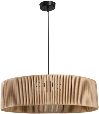 GloboStar® KYCLOS 203-0044 Boho Κρεμαστό Φωτιστικό Καπέλο Μονόφωτο 1 x E27 IP20 Μπέζ Rattan - M55 x Π55 x Υ90cm