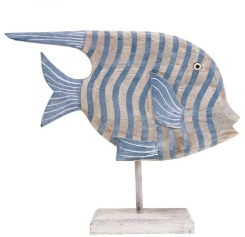 Ψάρι Ξύλινο Σε Βάση 2 Σχέδια 37Χ30 - Ριγέ