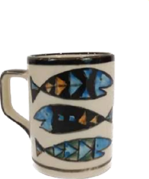 Διακοσμητικά & Επιτραπέζια Πήλινα Ποτήρια-Κούπες - Κούπα Καφέ Μικρή Ψάρια 8x8cm