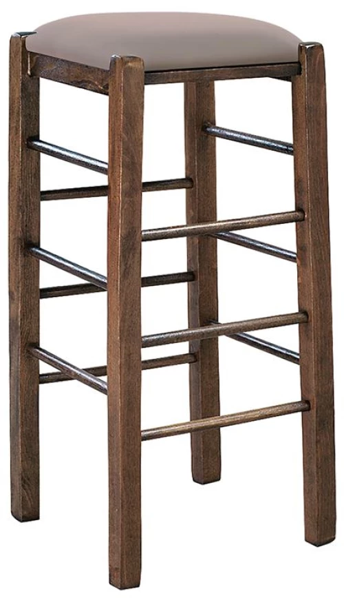 ΤΑΒΕΡΝΑΣ Σκαμπό BAR, Οξιά Βαφή Εμποτισμός Καρυδί, Κάθισμα Pu Cappuccino