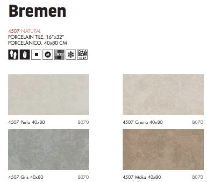Πλακάκι Μπάνιου Bremen 4207 gris 40x80 cm Γκρι