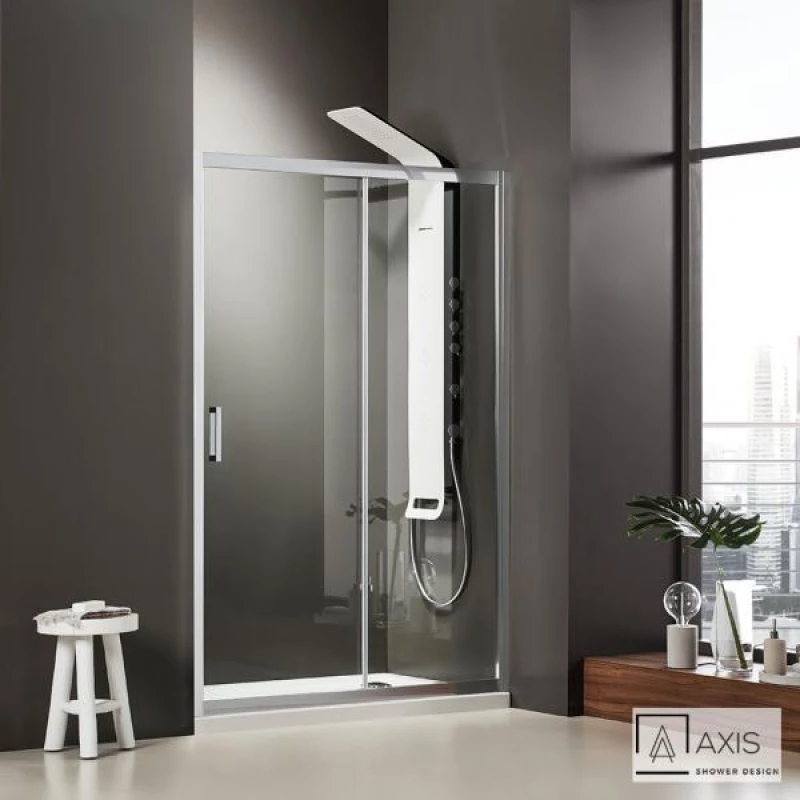 Ευθύγραμμη Καμπίνα Ντουζιέρας Axis Slider 1+1 111-114 x 185cm Clean Glass Chrome