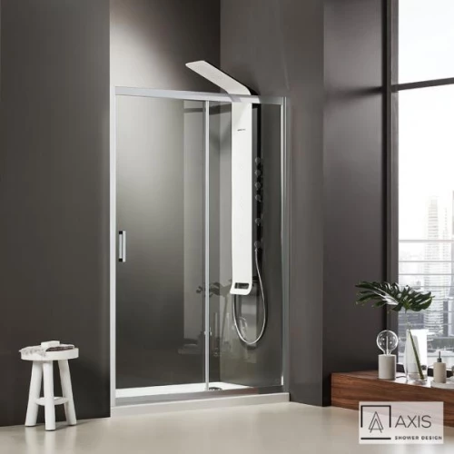 Ευθύγραμμη Καμπίνα Ντουζιέρας Axis Slider 1+1 111-114 x 185cm Clean Glass Chrome