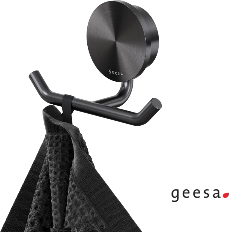 Επίτοιχο Άγκιστρο Διπλό Geesa Opal 7215-411 Black Brushed