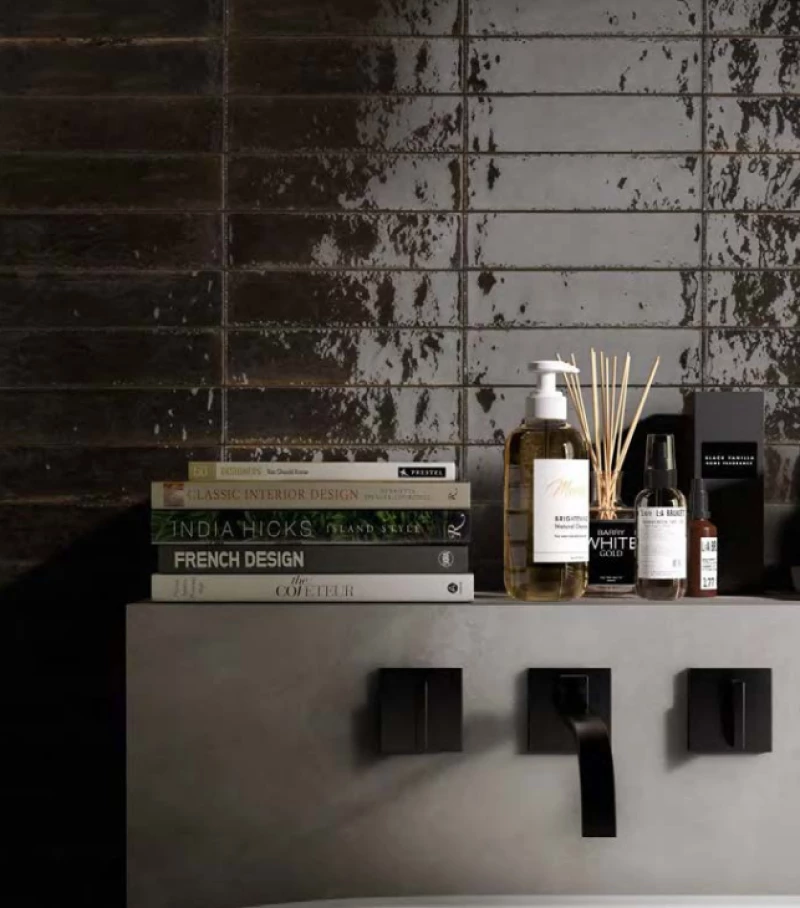 Πλακάκι Marazzi 6x24 cm Lume Lux Black M6RP Μαύρο