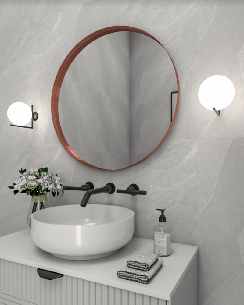 Κρεμαστός Καθρέπτης Iron Circle Slim Φ42 εκ. χωρίς Led Copper (Rame Χαλκού)