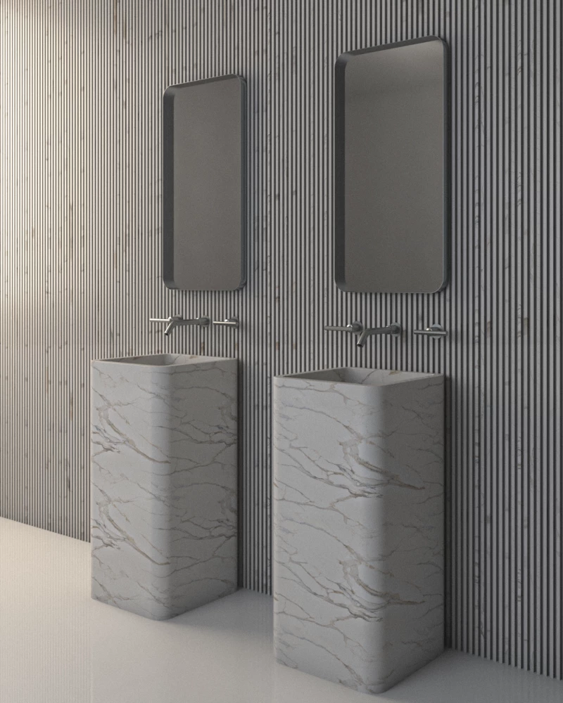 Κρεμαστός Καθρέπτης Iron Curved Wall Slim 42x80 εκ. χωρίς Led Bronze (Μπρονζέ)