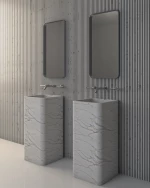 Κρεμαστός Καθρέπτης Iron Curved Wall Slim 42x80 εκ. χωρίς Led Bronze (Μπρονζέ)