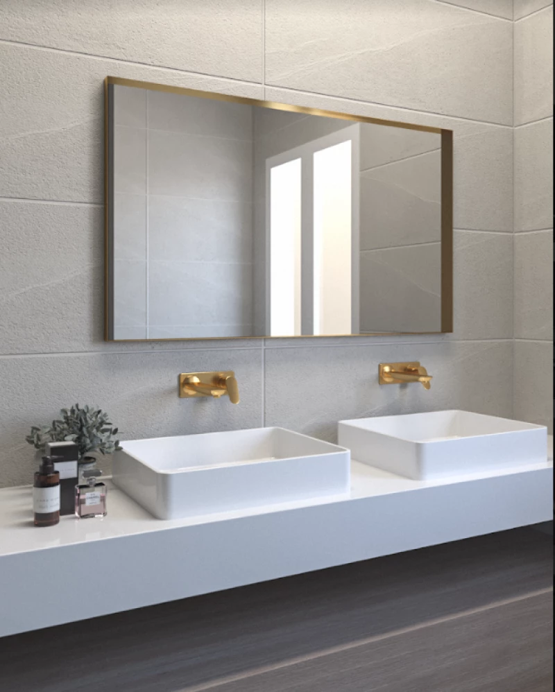 Κρεμαστός Καθρέπτης Iron Square Slim 80x120 εκ. χωρίς Led Gold Mat (Χρυσό)