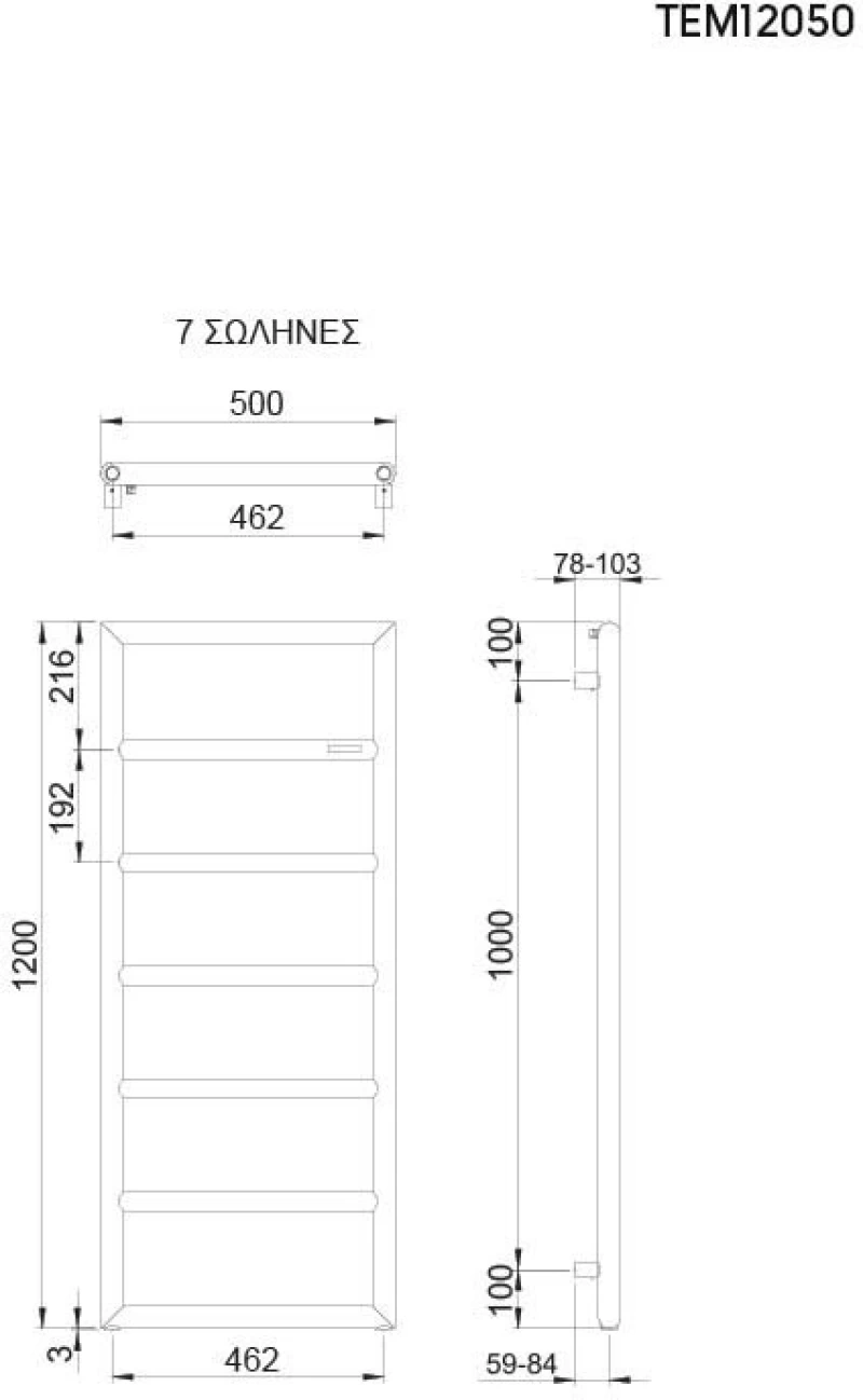 Θερμαντικό Σώμα Λουτρού Thermo Tempo TEM12050-111 Brushed 120x50cm