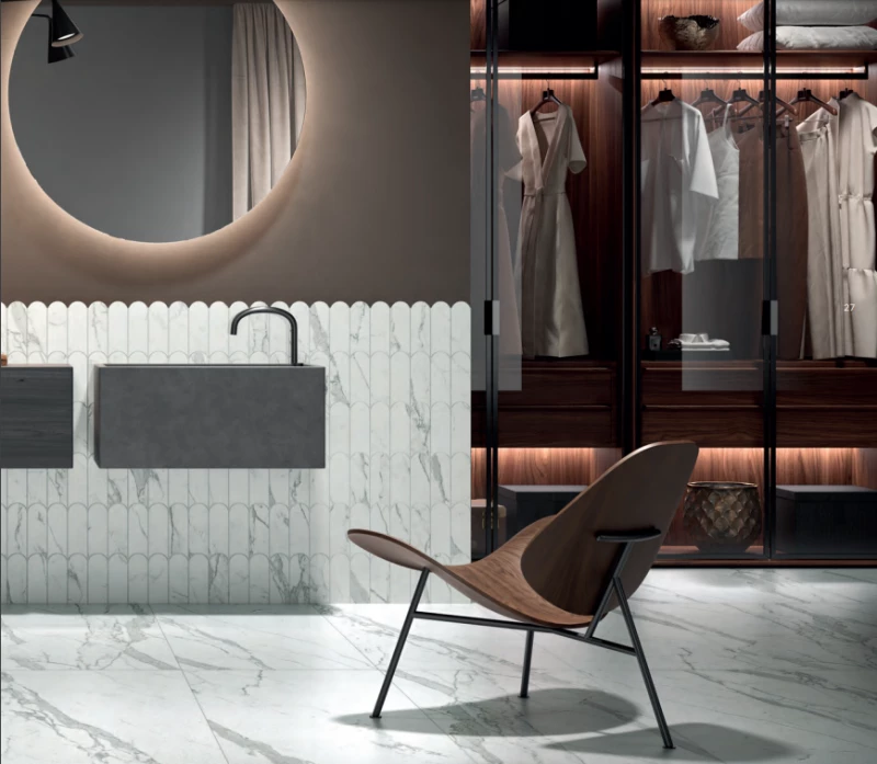 Πλακάκι Marble Velvet Statuario 90Χ90 Απομίμησης Μαρμάρου Λευκό