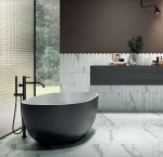 Πλακάκι Marble Velvet Statuario 90Χ90 Απομίμησης Μαρμάρου Λευκό