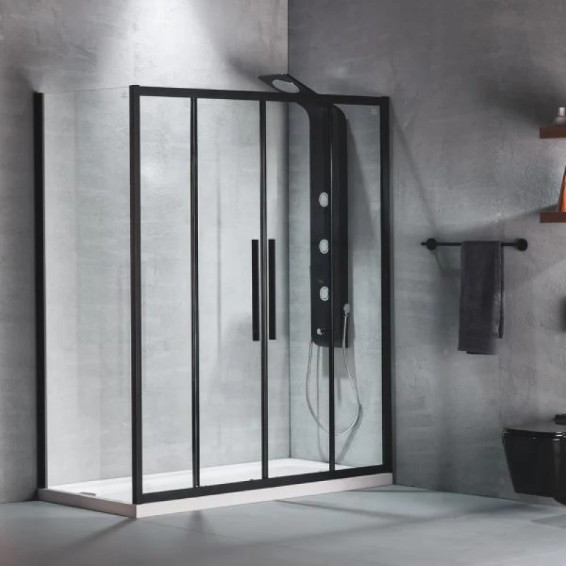 Ευθύγραμμη Καμπίνα Ντουζιέρας Devon Flow Slider 167-171x195cm Clear Glass SL2F170C-400 Black Matt