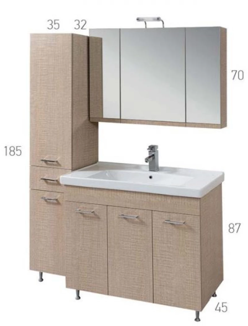 Βάση Επίπλου Μπάνιου Laminate Mabo Apia 80 cm Με Νιπτήρα