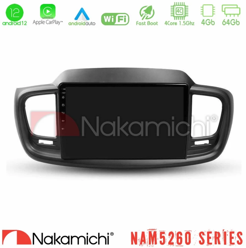 Nakamichi NAM5260 Series 4Core Android12 4+64GB Kia Sorento 2018-2021 Navigation Multimedia Tablet 9" Με Carplay & Android Auto