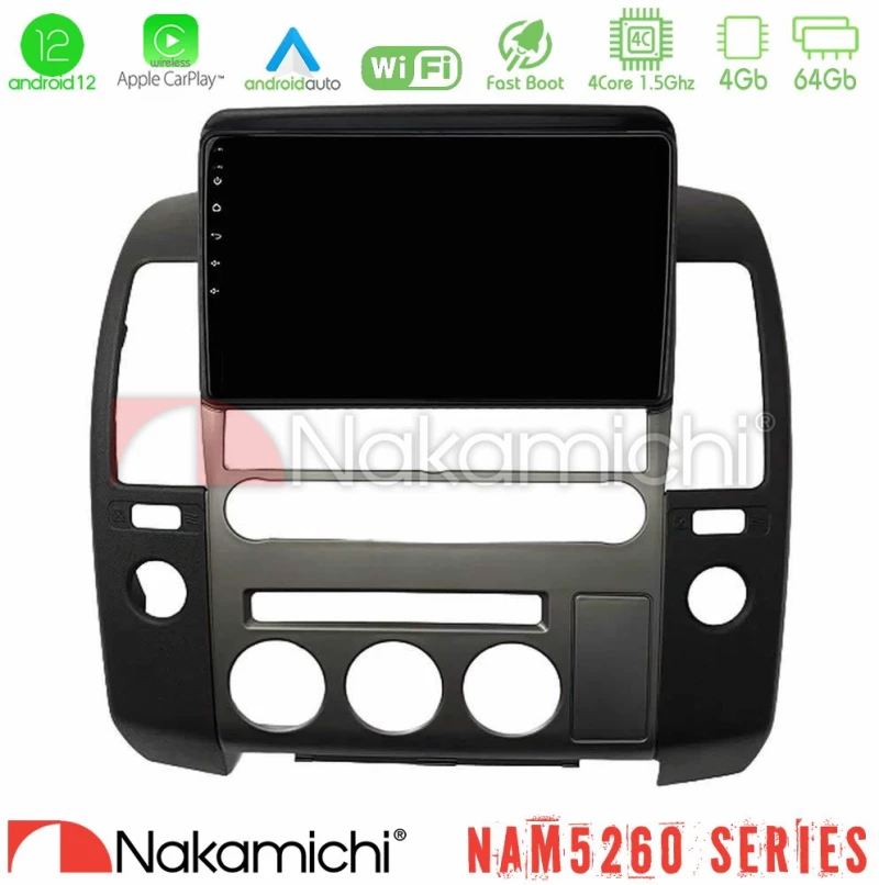 Nakamichi NAM5260 Series 4Core Android12 4+64GB  Nissan Navara D40 2006-2012 (με εργ.οθόνη) Navigation Multimedia Tablet 9" Με Carplay & Android Auto