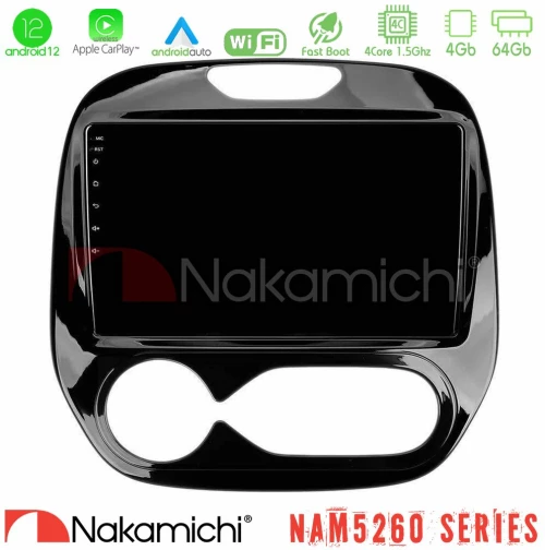 Nakamichi NAM5260 Series 4Core Android12 4+64GB Renault Captur 2013-2019 (Facelift) Navigation Multimedia Tablet 9" Με Carplay & Android Auto