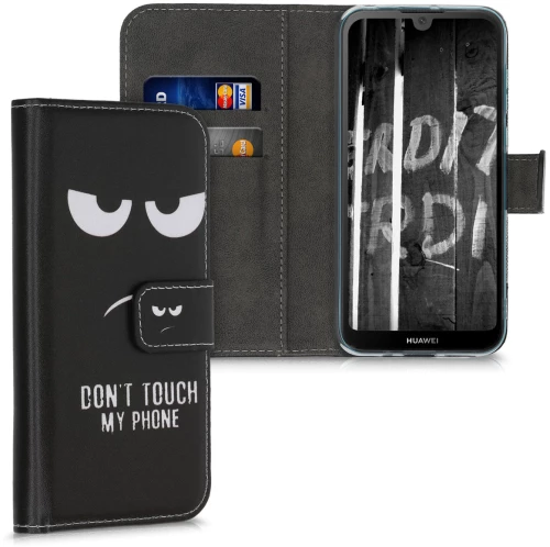 KW Θήκη - Πορτοφόλι Huawei Y5 2019 - Don't Touch My Phone - White / Black (52054.03)