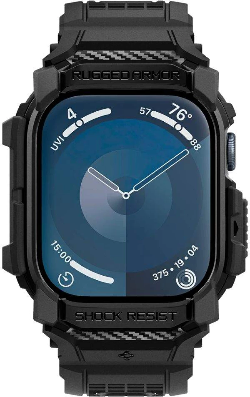 Unibody Θήκη Σιλικόνης - Apple Watch 10 42mm - Spigen Rugged Armor Pro - Matte Black (ACS08591)