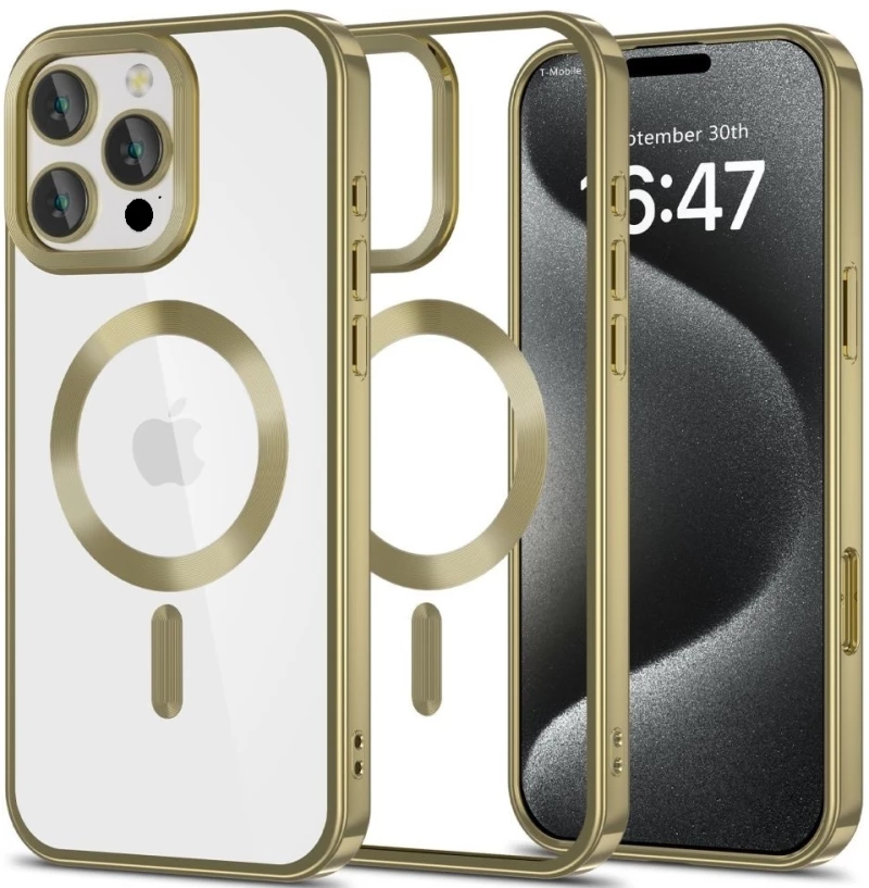 Θήκη Apple iPhone 16 Pro Max - Tech-Protect MagFlex Διάφανη Σιλικόνης με MagSafe - Satin Gold (5906302312153)