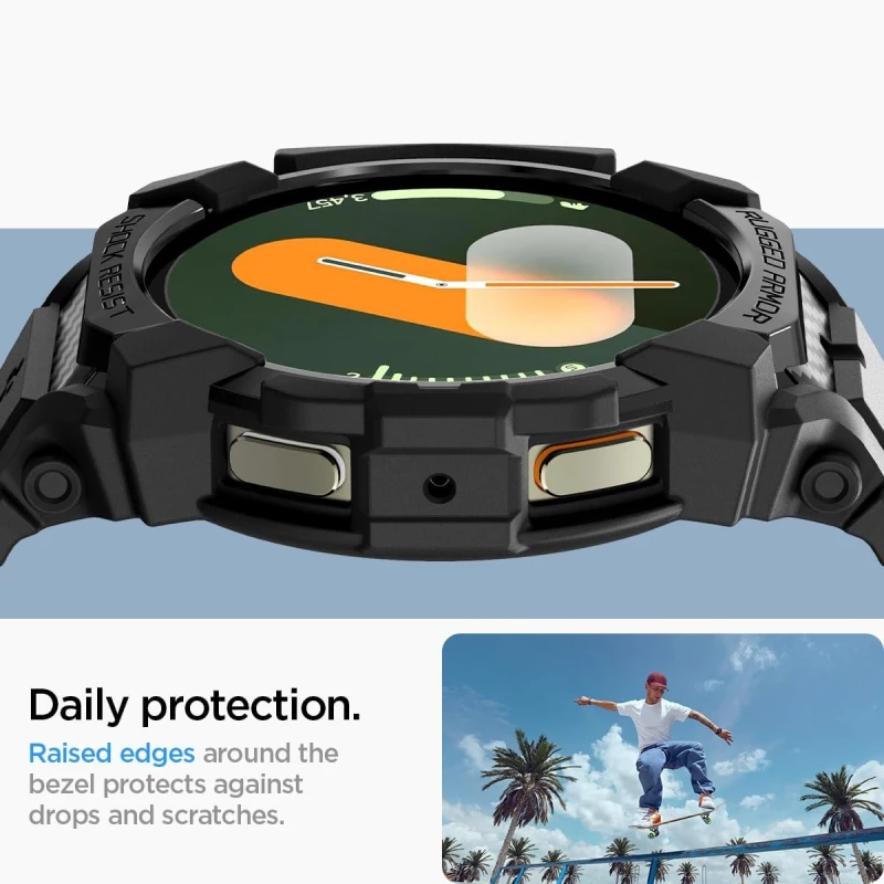 Θήκη Samsung Galaxy Watch 7 44mm - Spigen Rugged Armor Pro Unibody Σιλικόνης - Matte Black (ACS08338)