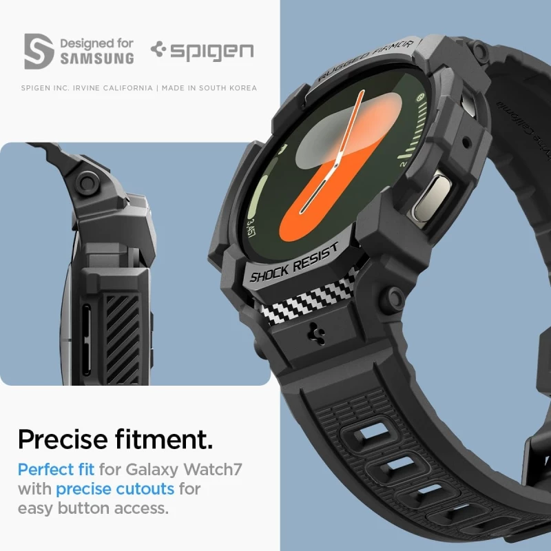 Θήκη Samsung Galaxy Watch 7 44mm - Spigen Rugged Armor Pro Unibody Σιλικόνης - Matte Black (ACS08338)