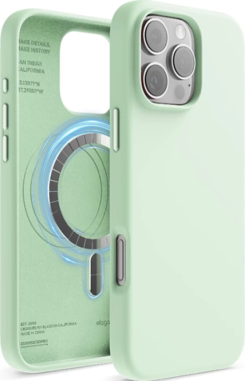 Θήκη Apple iPhone 16 Pro Max - Elago Magnetic Silicone Case Premium Σιλικόνης με MagSafe - Soft Mint (ES16MSSC69PRO-SMT)