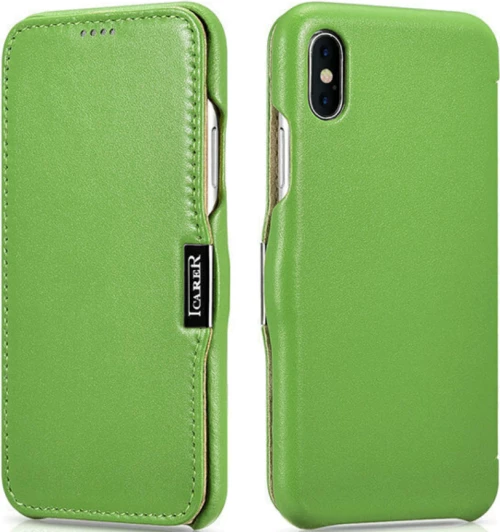 Θήκη Apple iPhone X / XS - iCarer Luxury Series Side-Open Δερμάτινη - Green (RI802-GN)