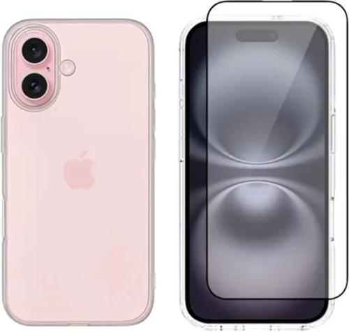 Θήκη & Αντιχαρακτικό Γυαλί Προστασίας Apple iPhone 16 Plus - Vivid Set Gelly Case Σετ Διάφανη Σιλικόνης & Full Face Tempered Glass Οθόνης - Transparent / Black (VIGELLY495GLASSBK)