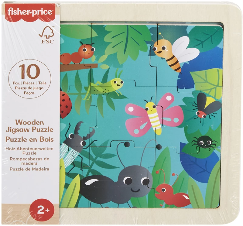FISHER PRICE ΞΥΛΙΝΟ ΠΑΖΛ 10 τεμ. ΕΝΤΟΜΑ (#HXV19)