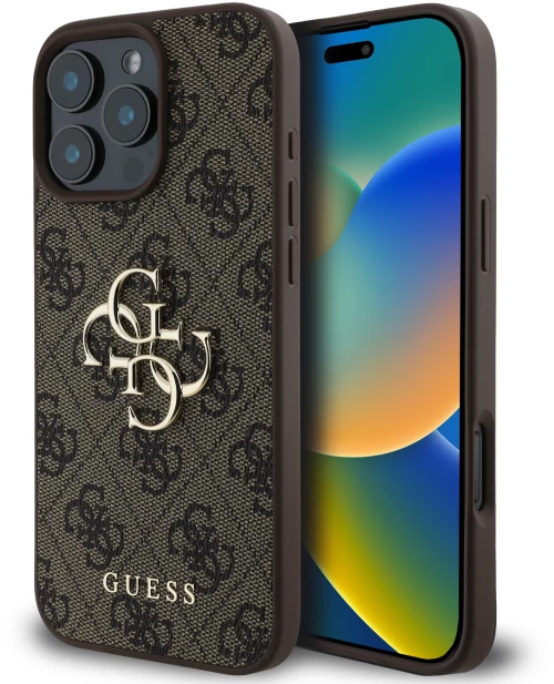 Guess “4g Logo Collection” Hard Case pu Case Θήκη Προστασίας από Δερματίνη – Iphone 16 pro (Καφέ – Guhcp16l4gmgbr)