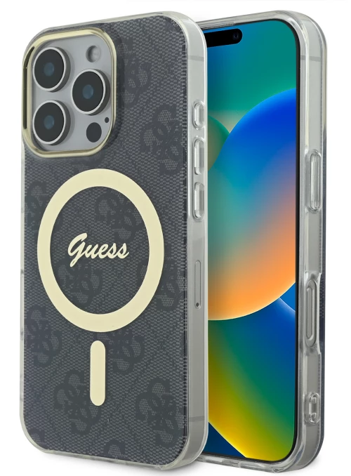 Guess “4g Logο” Hard Case Ημιδιάφανη Θήκη Προστασίας από Σκληρό Πλαστικό – Iphone 16 pro max (Διάφανο/μαύρο – Guhmp16xh4stk)