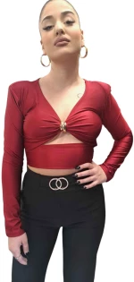 Chic bolero με διακοσμητικό χρυσό κόμπο. ΚΟΚΚΙΝΟ