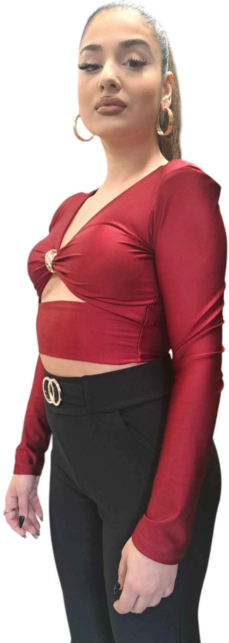 Chic bolero με διακοσμητικό χρυσό κόμπο. ΚΟΚΚΙΝΟ