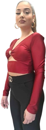 Chic bolero με διακοσμητικό χρυσό κόμπο. ΚΟΚΚΙΝΟ