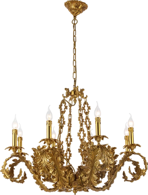 PHILIP CHANDELIER 8XE14 BRASS