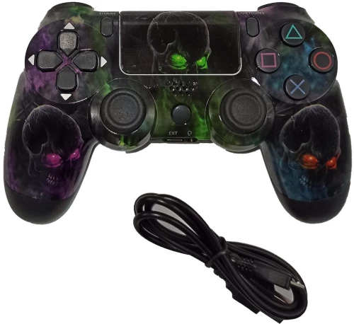 Doubleshock Ασύρματο Gamepad για PS4 Neon Skulls Μαύρο