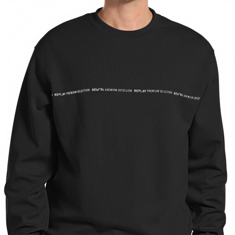 Replay Man Crewneck Black Sweatshirt