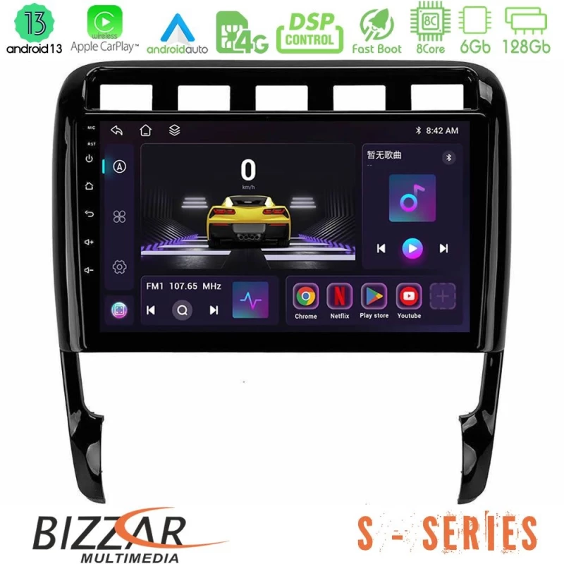 Bizzar S Series Porsche Cayenne 2003-2010 8core Android13 6+128GB Navigation Multimedia Tablet 9" U-S-PC0956